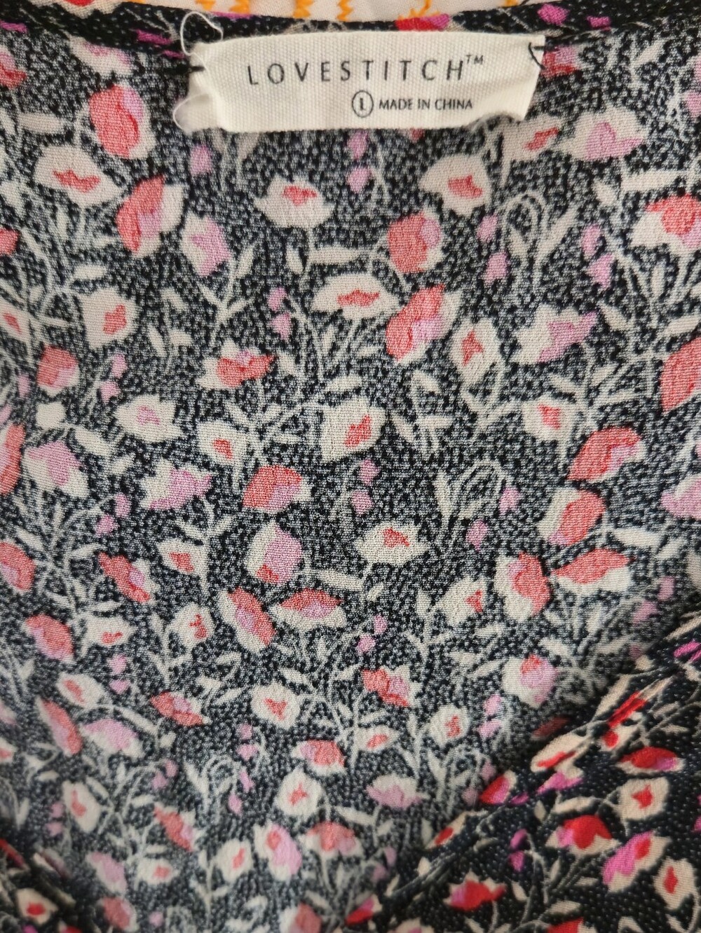Love Stitch Black Floral V-Neck Maxi Dress with Pink and Red Blossoms - Picture 8 of 10